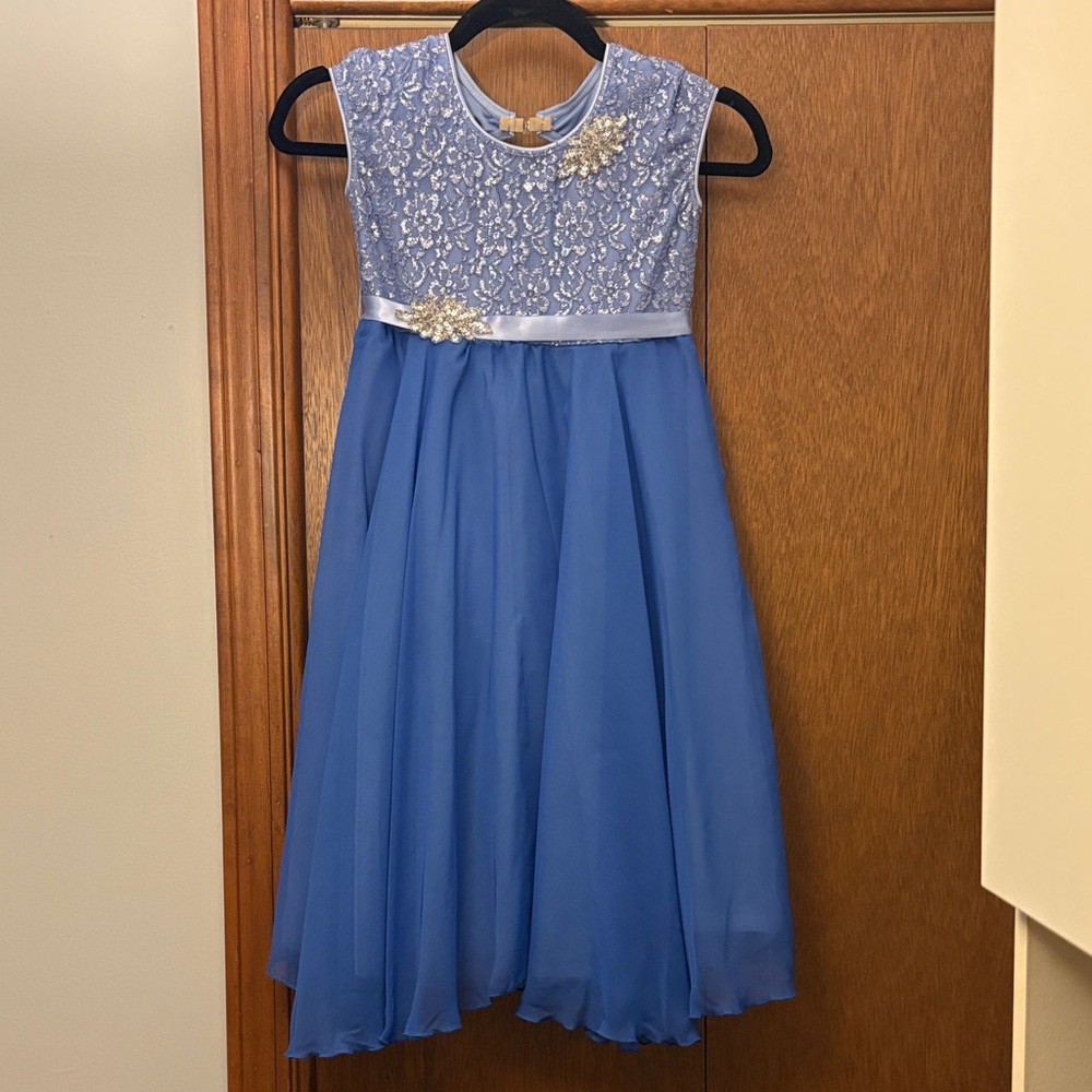 Revolution Periwinkle Blue Dress with Silver Lace Top